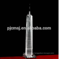 2015 Exquisited modelo da torre do cristal 3d f, toda a torre de vidro da liberdade para a lembrança de New York